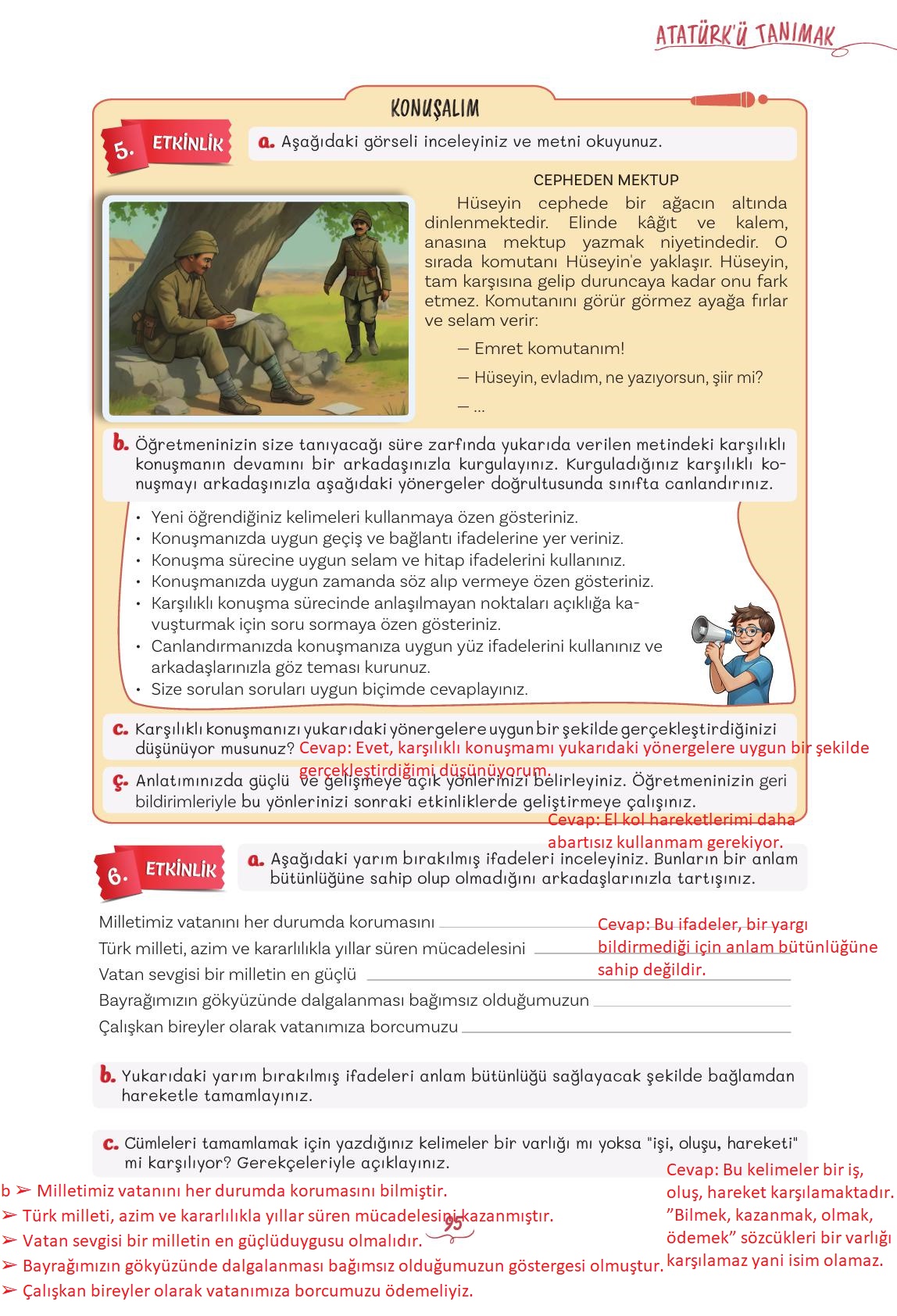 5. Sınıf Meb Yayınları Türkçe Ders Kitabı Sayfa 95 Cevapları