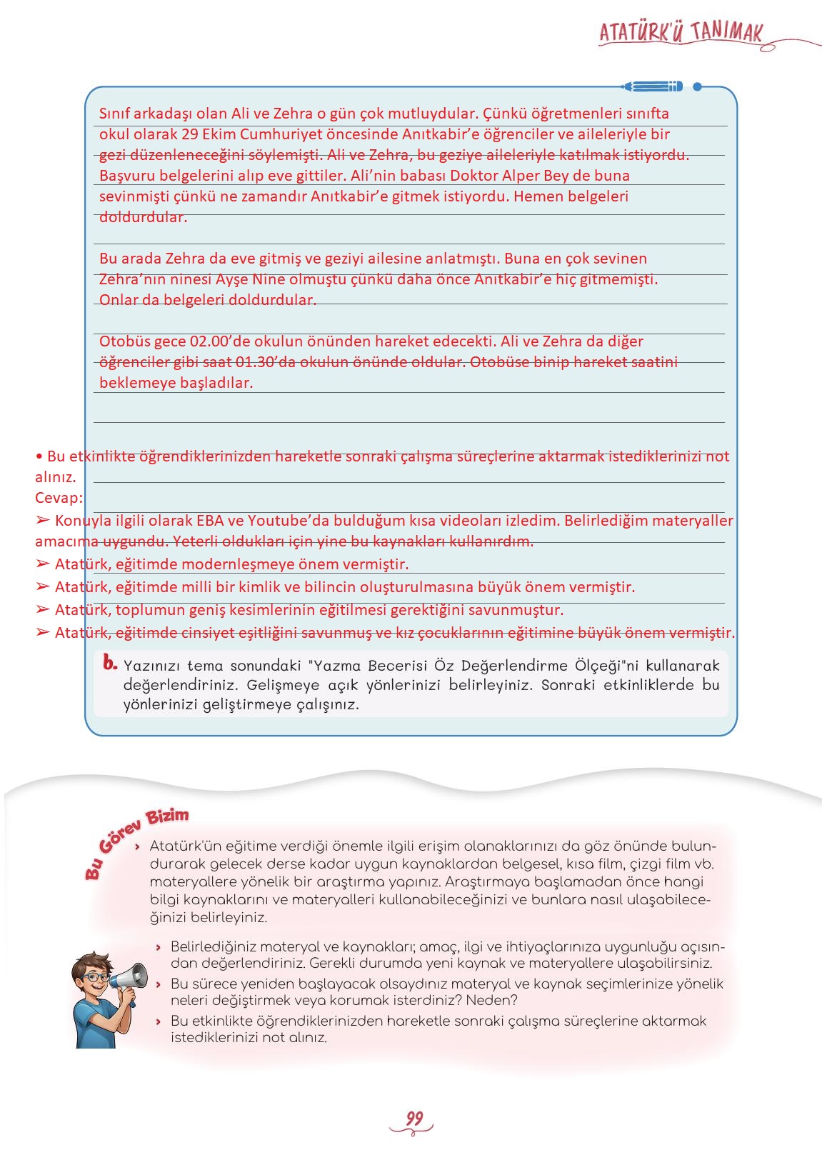 5. Sınıf Meb Yayınları Türkçe Ders Kitabı Sayfa 99 Cevapları