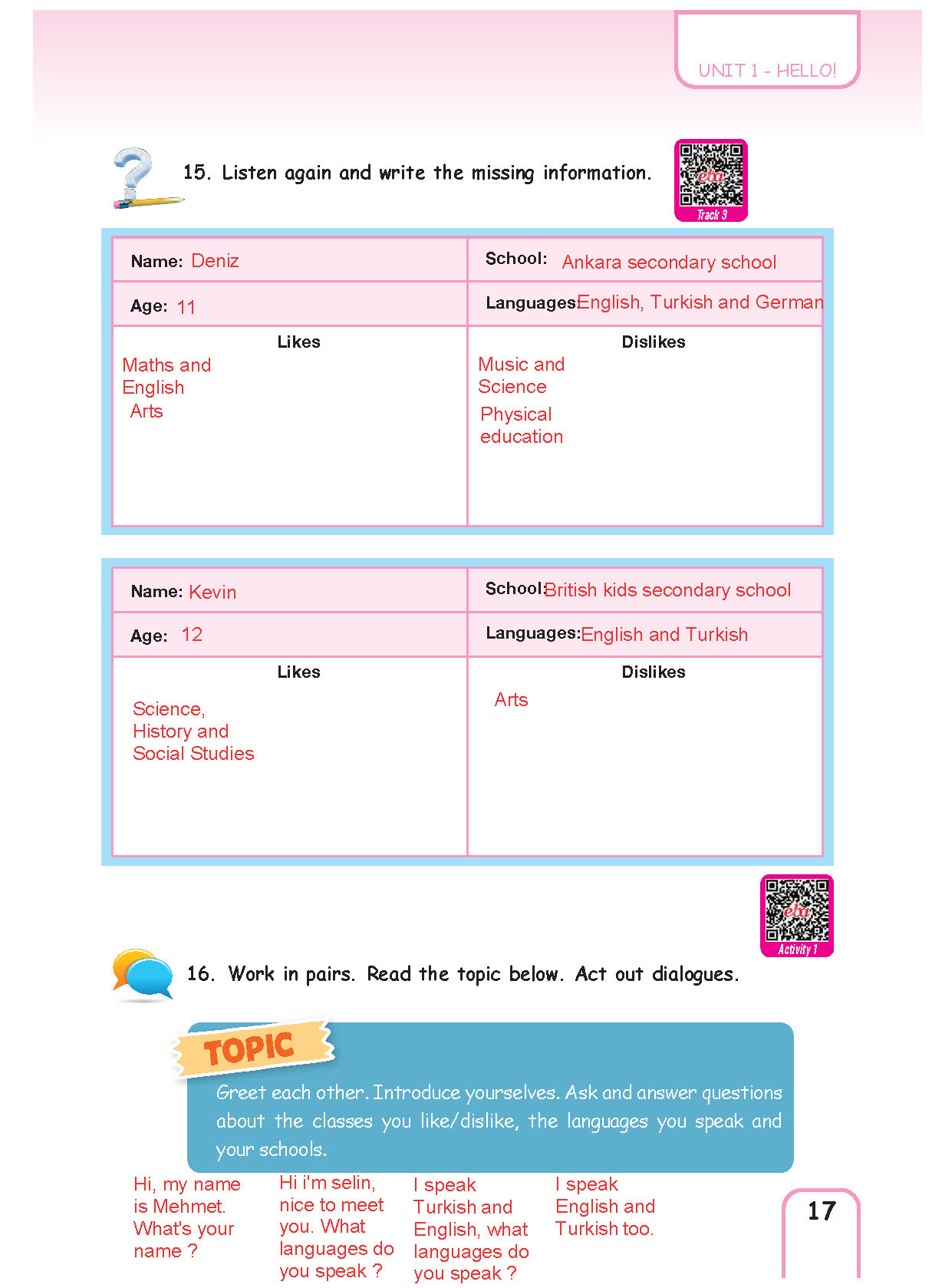 5. Sınıf Pasifik Yayınları İngilizce Ders Kitabı Sayfa 017 Cevapları