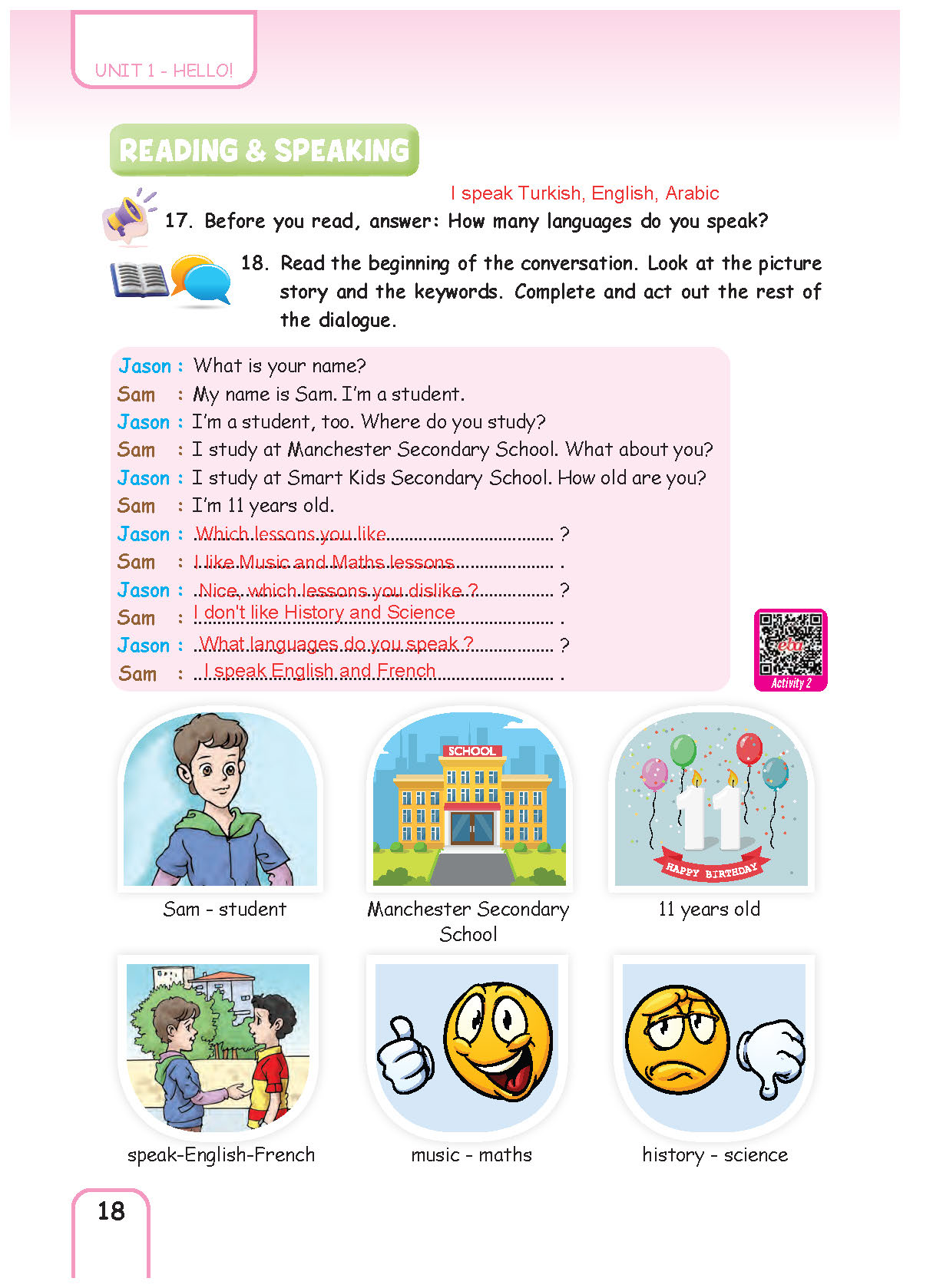 5. Sınıf Pasifik Yayınları İngilizce Ders Kitabı Sayfa 018 Cevapları