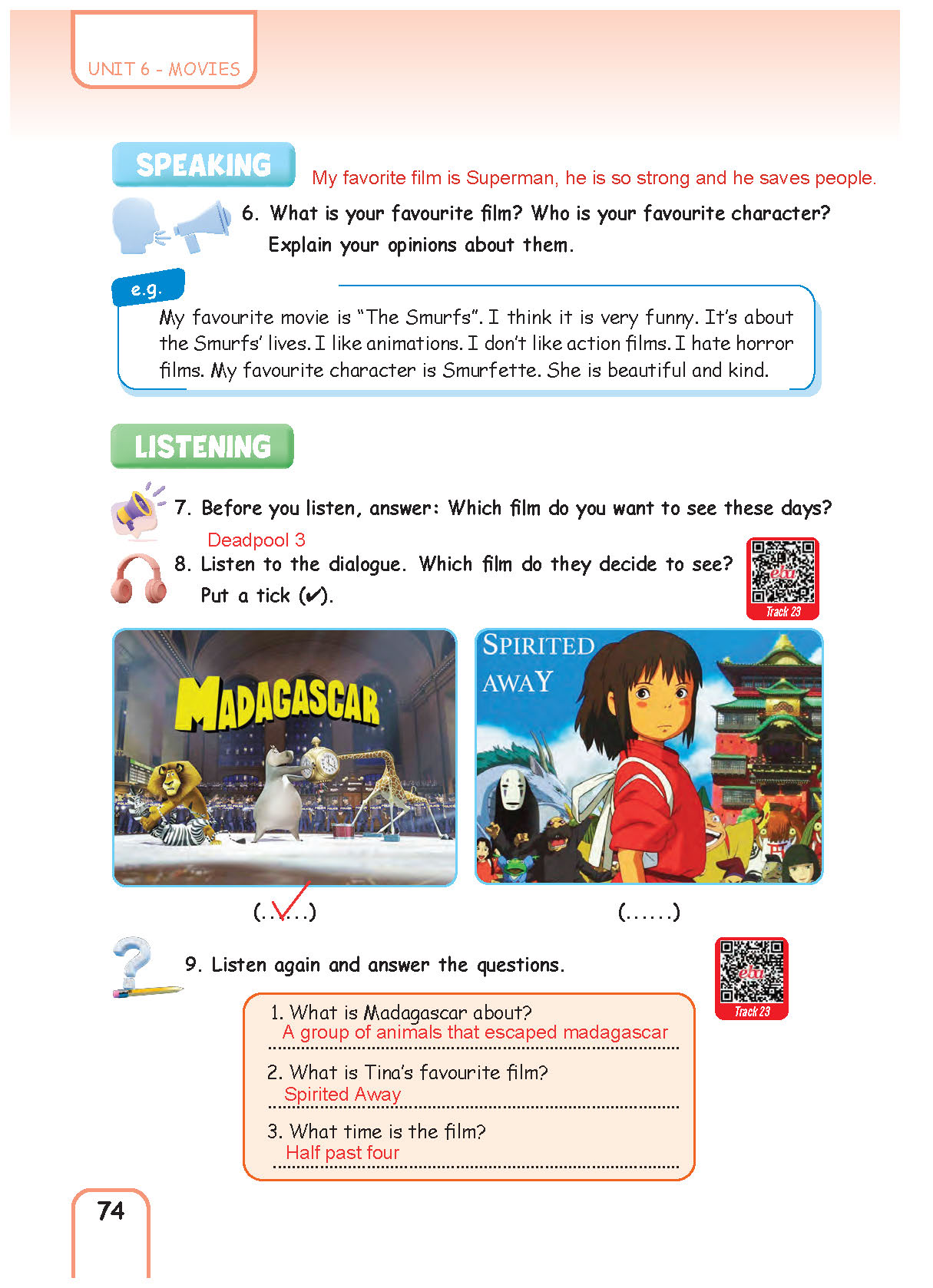 5. Sınıf Pasifik Yayınları İngilizce Ders Kitabı Sayfa 074 Cevapları