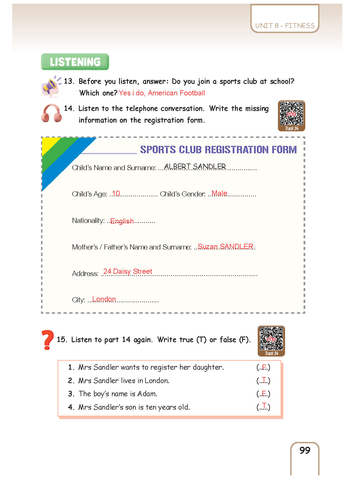 5. Sınıf Pasifik Yayınları İngilizce Ders Kitabı Sayfa 099 Cevapları