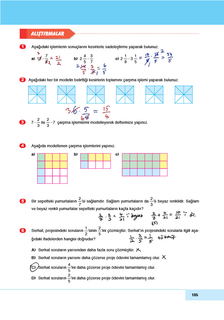 6. Sınıf Doğa Yayınları Matematik Ders Kitabı Sayfa 105 Cevapları 6. Sınıf Doğa Yayınları Matematik Ders Kitabı Sayfa 105 Cevapları