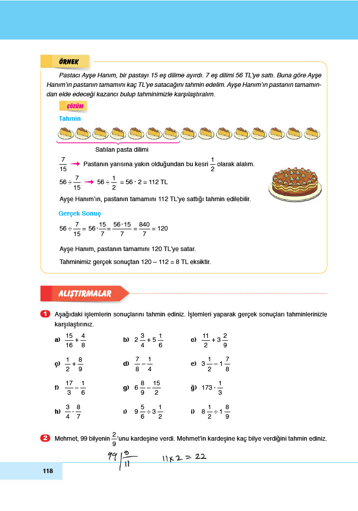 6. Sınıf Doğa Yayınları Matematik Ders Kitabı Sayfa 118 Cevapları 6. Sınıf Doğa Yayınları Matematik Ders Kitabı Sayfa 118 Cevapları