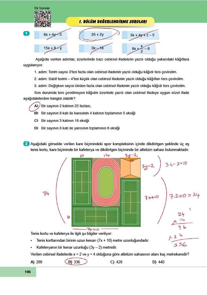 6. Sınıf Doğa Yayınları Matematik Ders Kitabı Sayfa 196 Cevapları 6. Sınıf Doğa Yayınları Matematik Ders Kitabı Sayfa 196 Cevapları