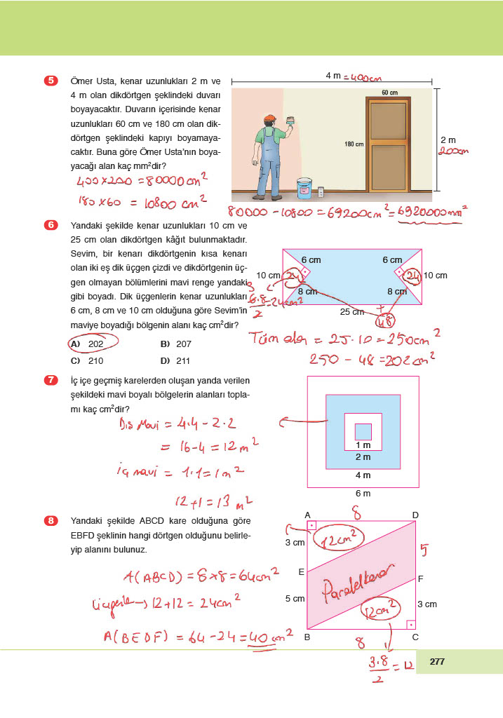 6. Sınıf Doğa Yayınları Matematik Ders Kitabı Sayfa 277 Cevapları 6. Sınıf Doğa Yayınları Matematik Ders Kitabı Sayfa 277 Cevapları