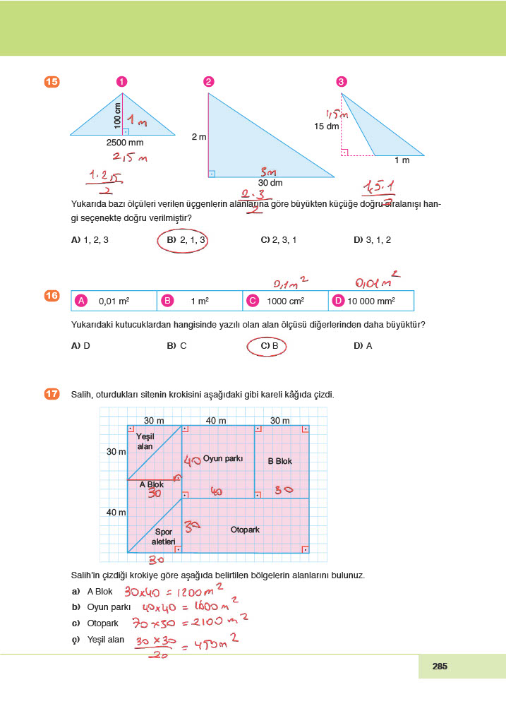 6. Sınıf Doğa Yayınları Matematik Ders Kitabı Sayfa 285 Cevapları 6. Sınıf Doğa Yayınları Matematik Ders Kitabı Sayfa 285 Cevapları
