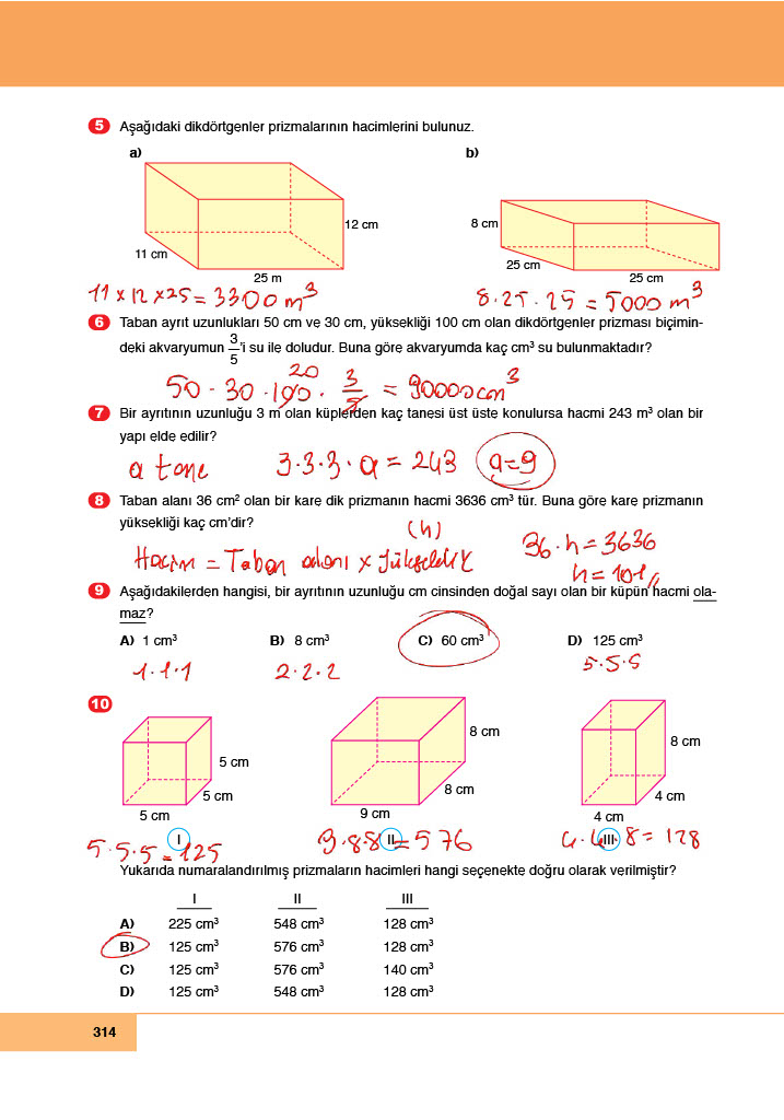 6. Sınıf Doğa Yayınları Matematik Ders Kitabı Sayfa 314 Cevapları 6. Sınıf Doğa Yayınları Matematik Ders Kitabı Sayfa 314 Cevapları