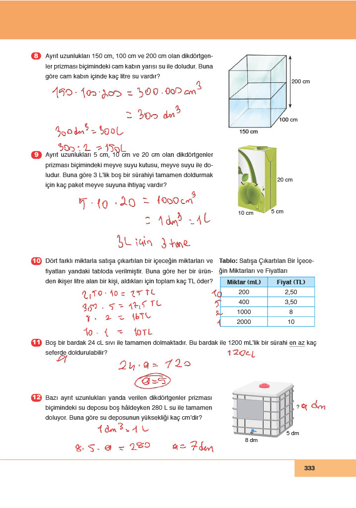 6. Sınıf Doğa Yayınları Matematik Ders Kitabı Sayfa 333 Cevapları 6. Sınıf Doğa Yayınları Matematik Ders Kitabı Sayfa 333 Cevapları