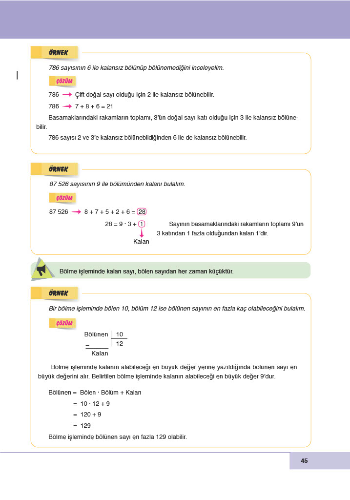 6. Sınıf Doğa Yayınları Matematik Ders Kitabı Sayfa 45 Cevapları 6. Sınıf Doğa Yayınları Matematik Ders Kitabı Sayfa 45 Cevapları