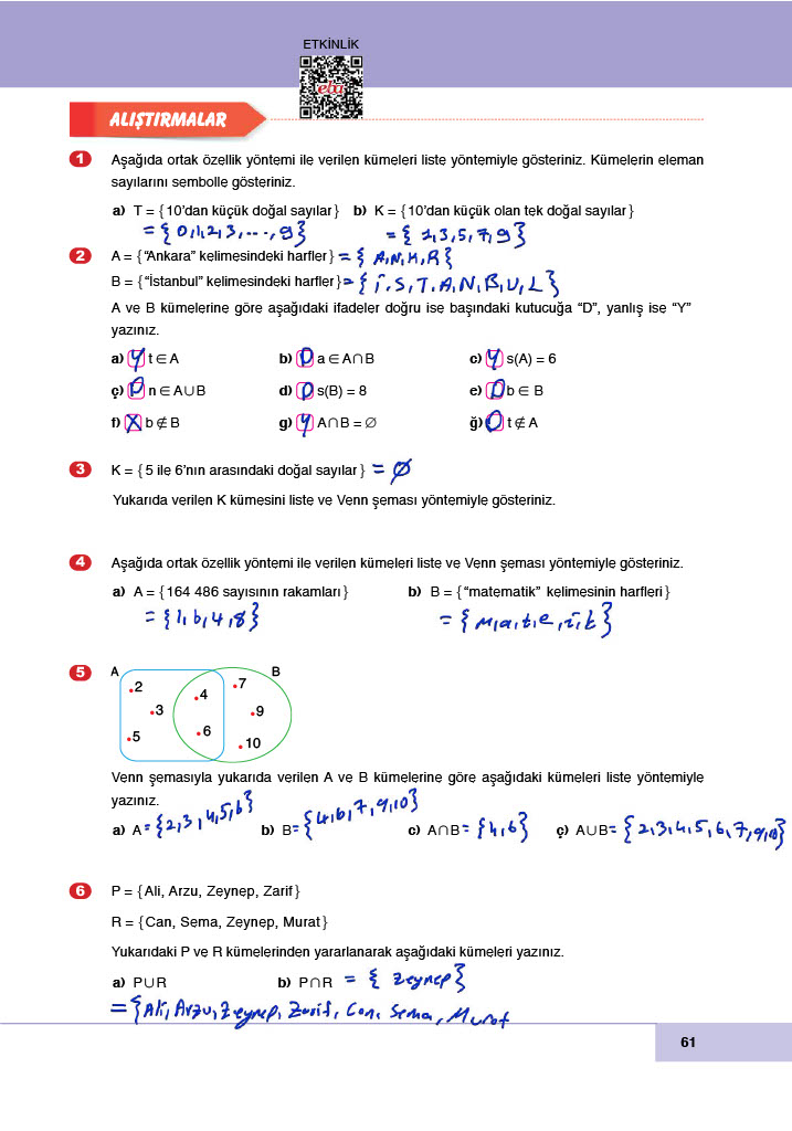 6. Sınıf Doğa Yayınları Matematik Ders Kitabı Sayfa 61 Cevapları 6. Sınıf Doğa Yayınları Matematik Ders Kitabı Sayfa 61 Cevapları