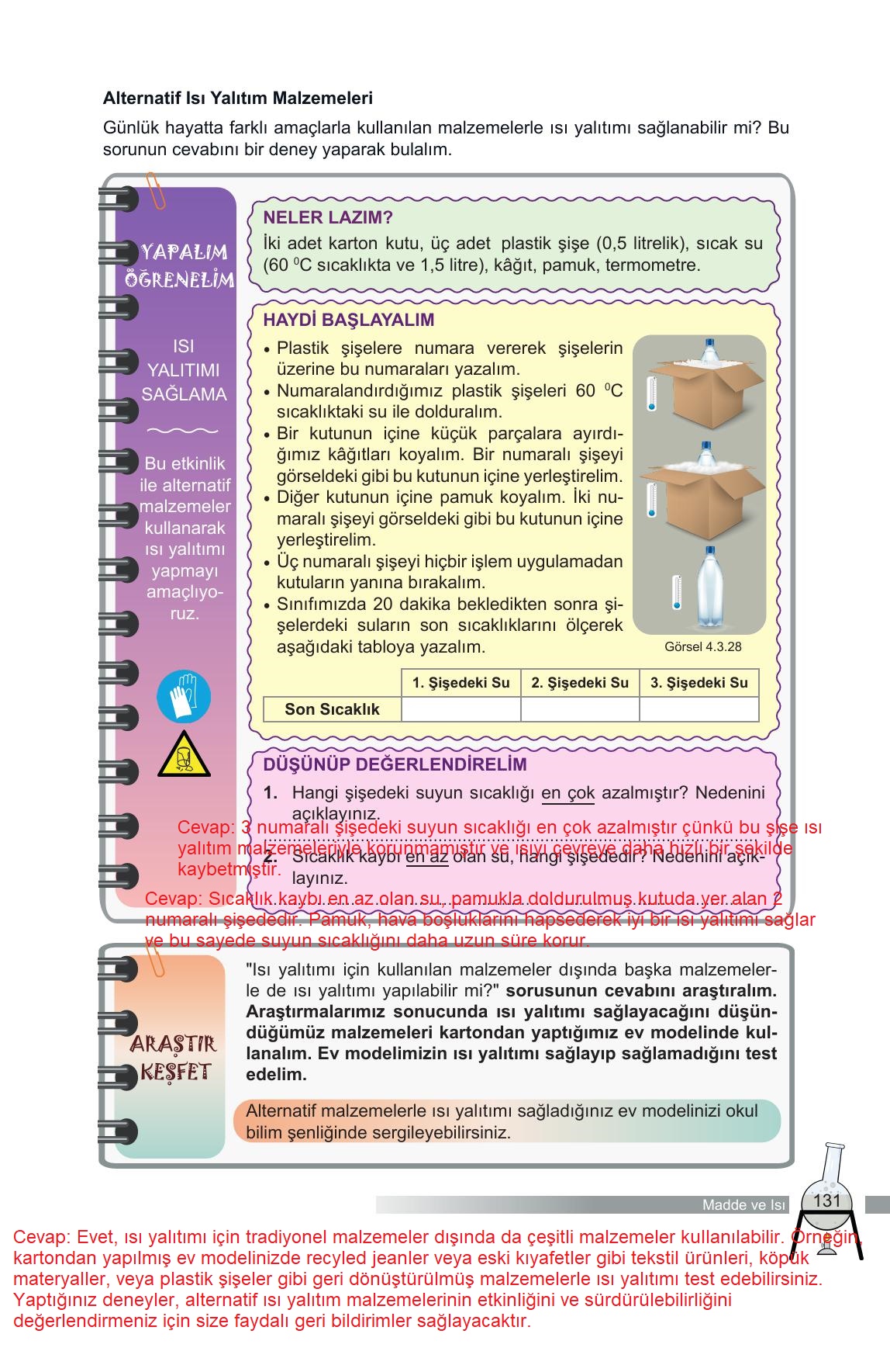 6. Sınıf Meb Yayınları Fen Bilimleri Ders Kitabı Sayfa 131 Cevapları