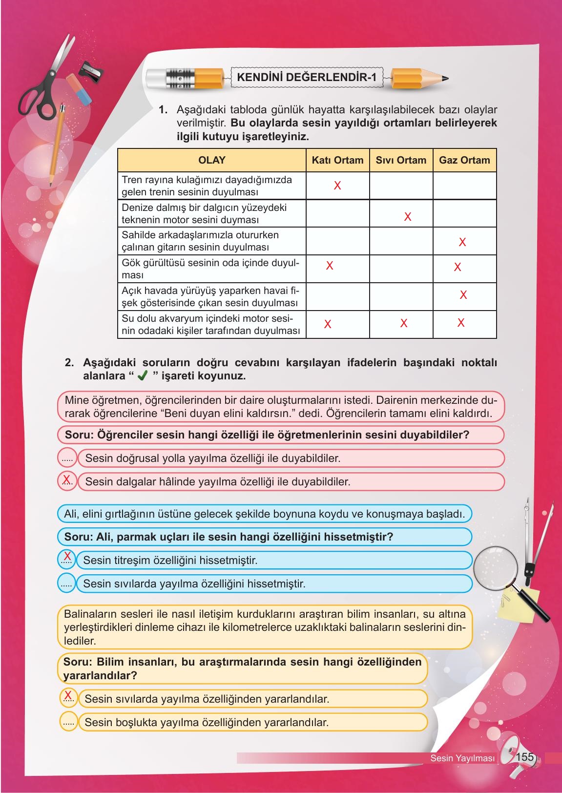 6. Sınıf Meb Yayınları Fen Bilimleri Ders Kitabı Sayfa 155 Cevapları