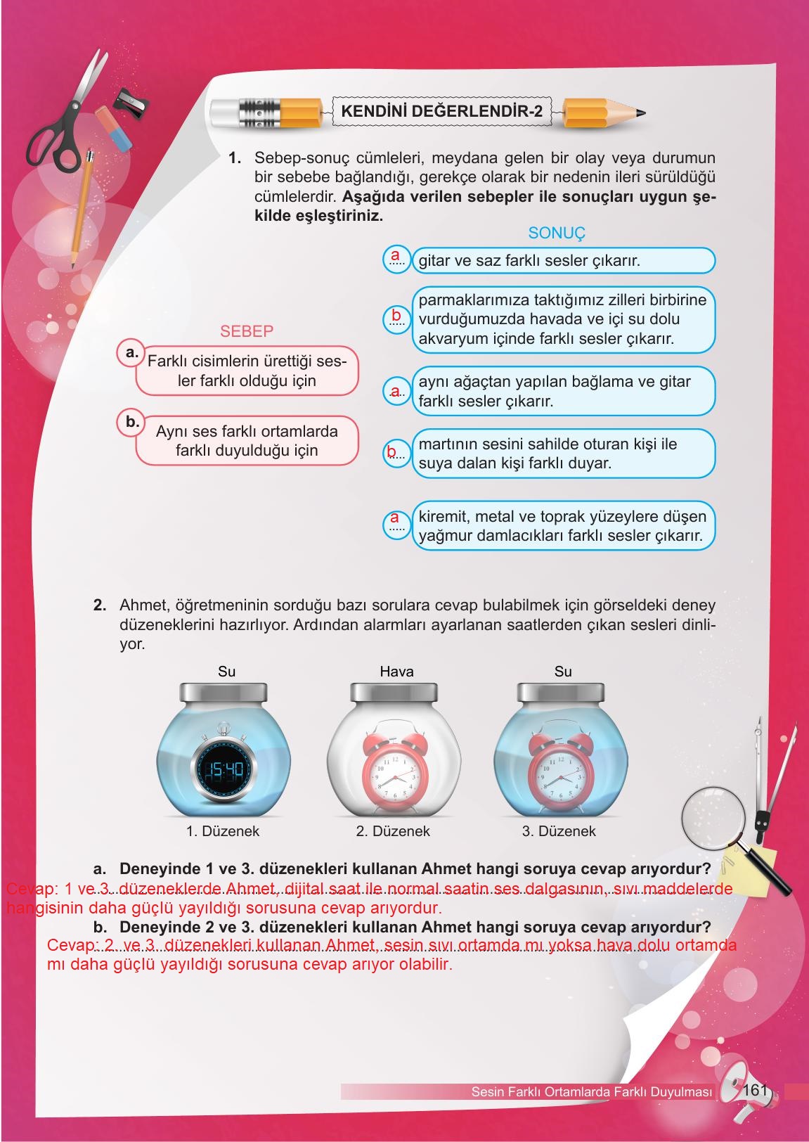 6. Sınıf Meb Yayınları Fen Bilimleri Ders Kitabı Sayfa 161 Cevapları