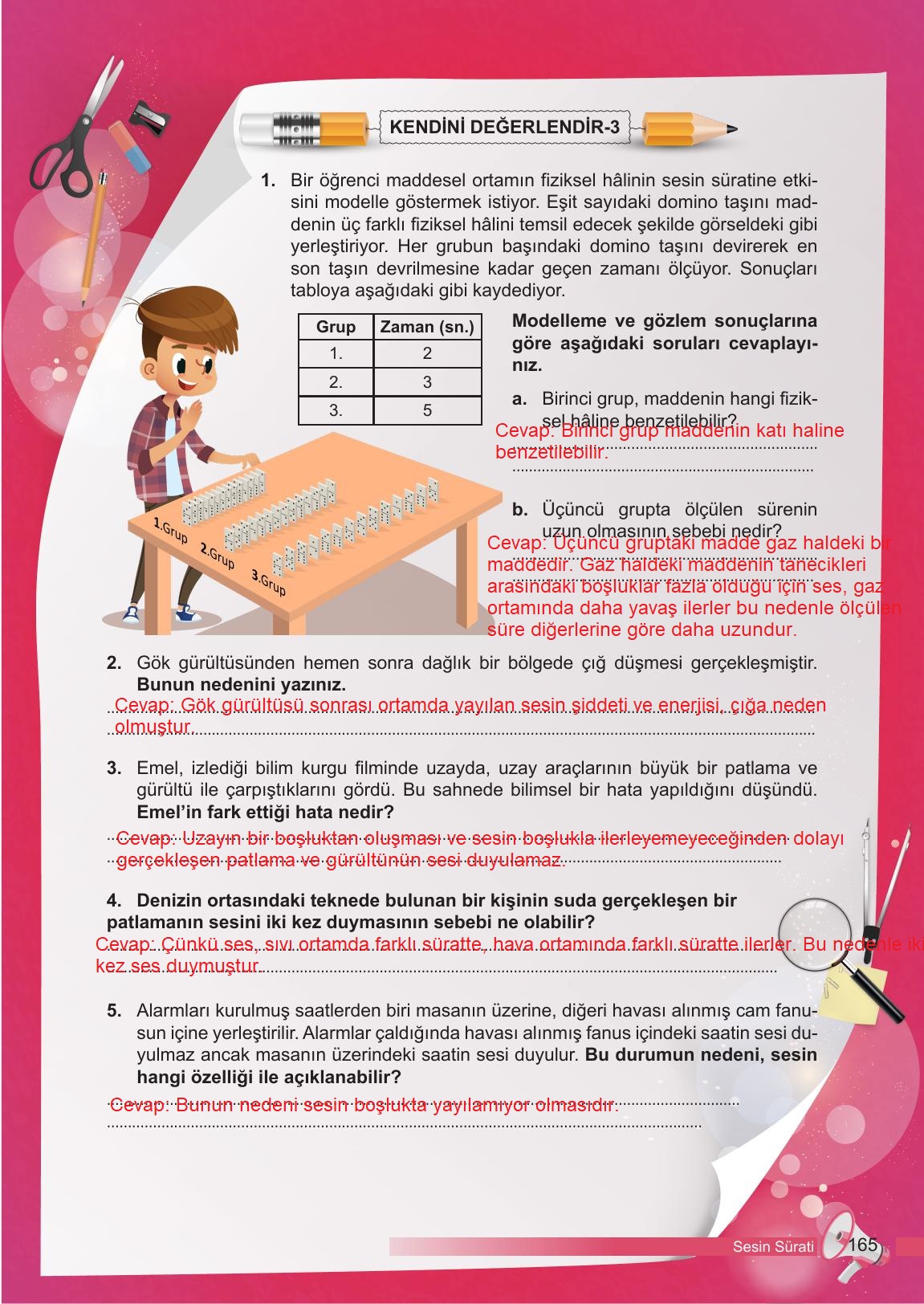 6. Sınıf Meb Yayınları Fen Bilimleri Ders Kitabı Sayfa 165 Cevapları