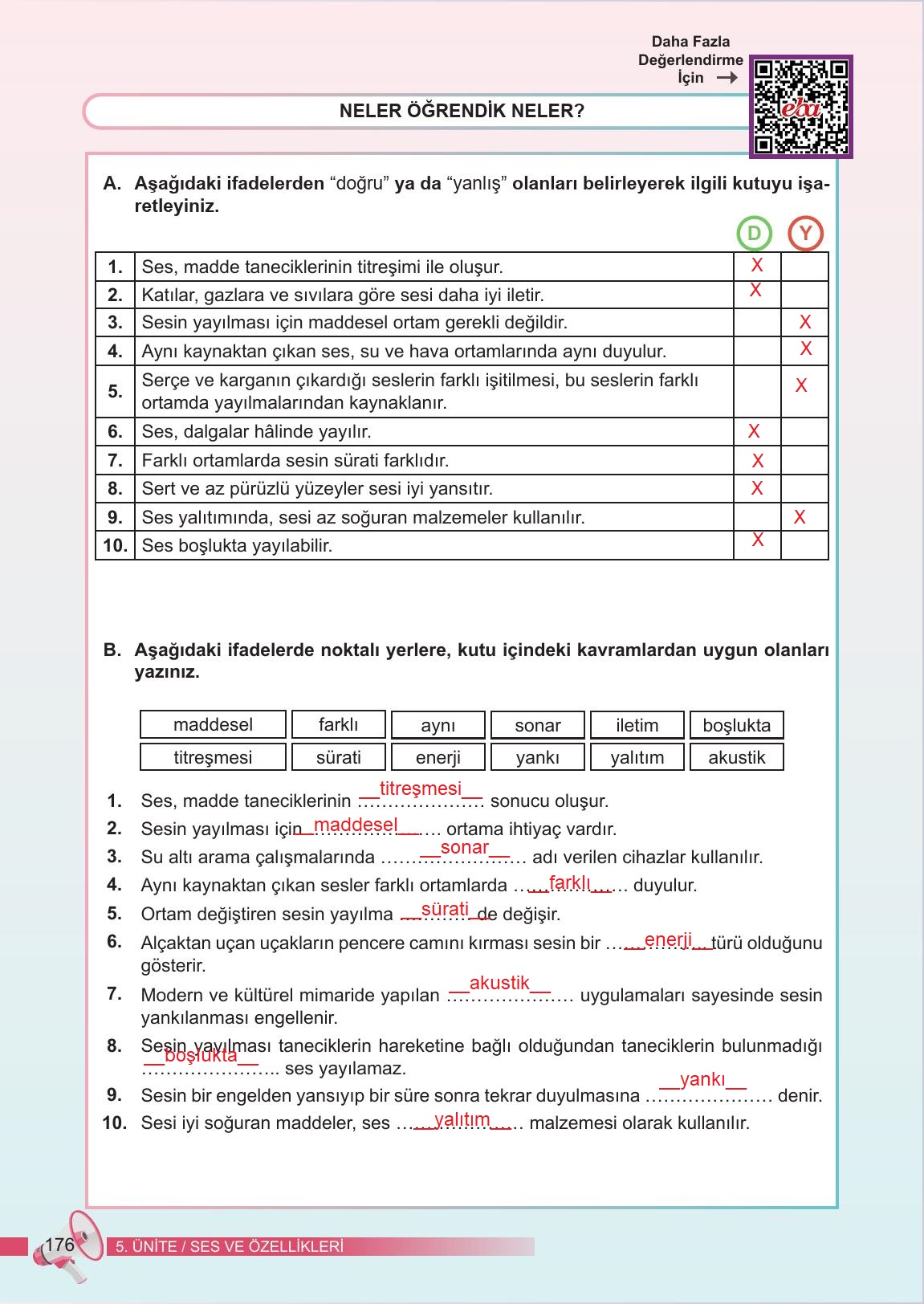 6. Sınıf Meb Yayınları Fen Bilimleri Ders Kitabı Sayfa 176 Cevapları