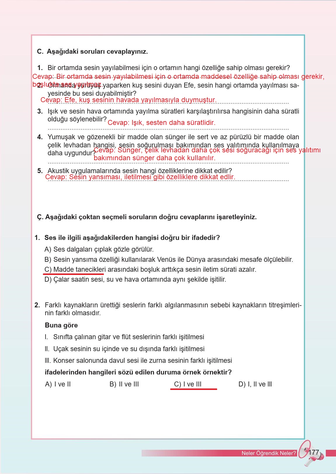6. Sınıf Meb Yayınları Fen Bilimleri Ders Kitabı Sayfa 177 Cevapları