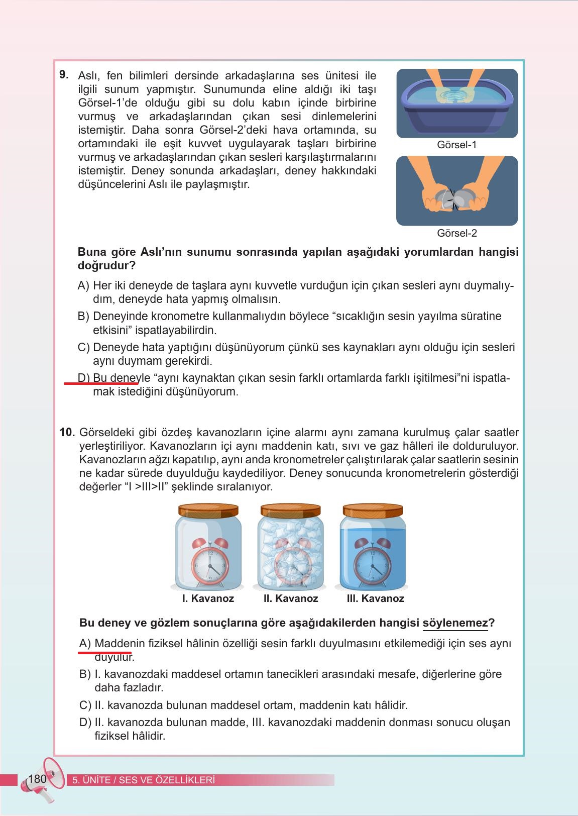 6. Sınıf Meb Yayınları Fen Bilimleri Ders Kitabı Sayfa 180 Cevapları
