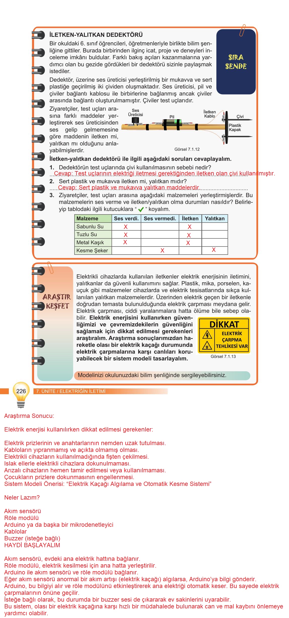 6. Sınıf Meb Yayınları Fen Bilimleri Ders Kitabı Sayfa 226 Cevapları 6. Sınıf Meb Yayınları Fen Bilimleri Ders Kitabı Sayfa 226 Cevapları