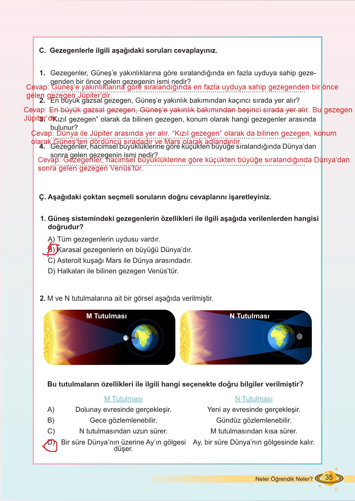 6. Sınıf Meb Yayınları Fen Bilimleri Ders Kitabı Sayfa 35 Cevapları