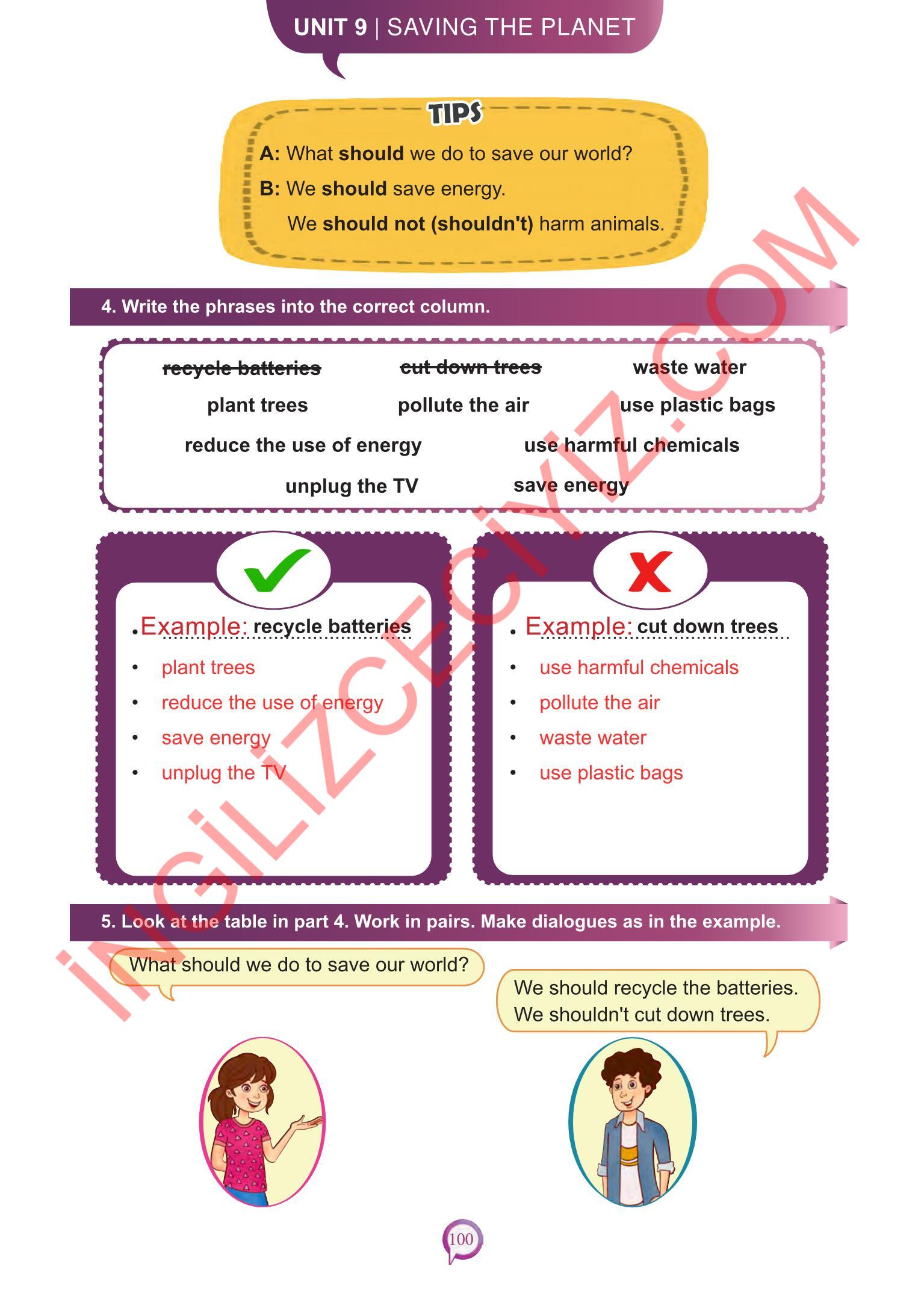 6. Sınıf Meb Yayınları İngilizce Ders Kitabı Sayfa 100 Cevapları