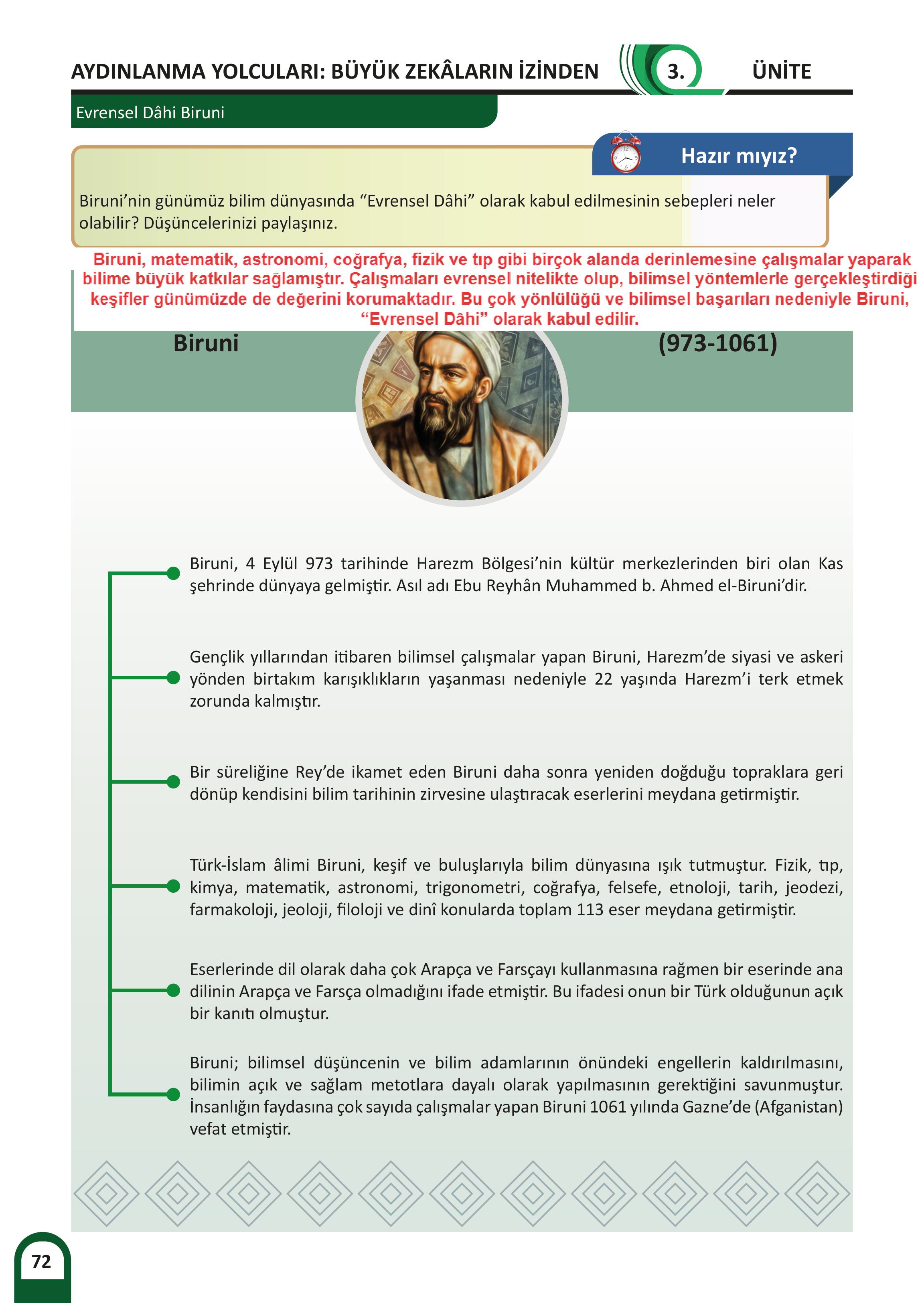 6. Sınıf Meb Yayınları Kültür Ve Medeniyetimize Yön Verenler Ders Kitabı Sayfa 73 Cevapları