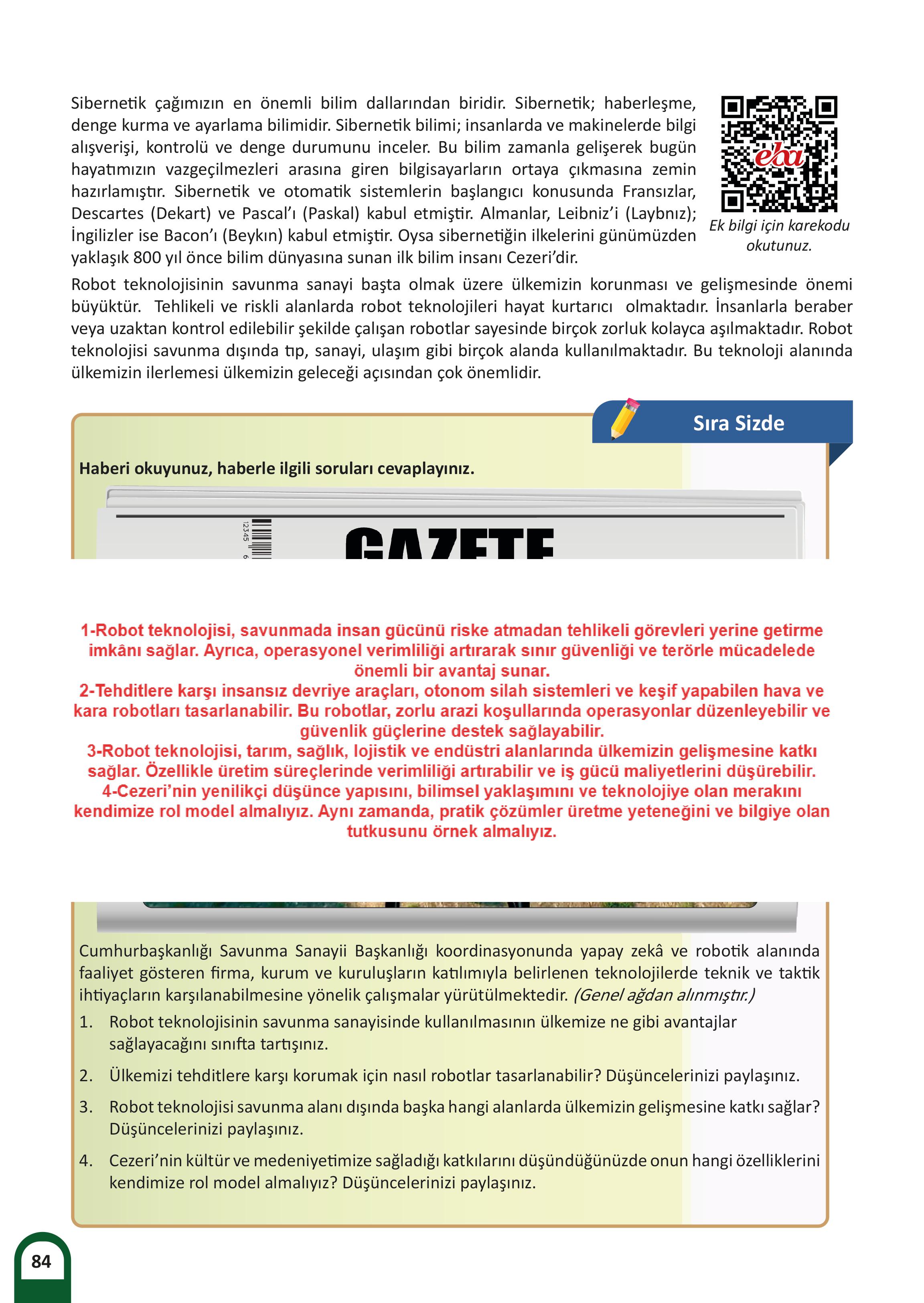 6. Sınıf Meb Yayınları Kültür Ve Medeniyetimize Yön Verenler Ders Kitabı Sayfa 85 Cevapları