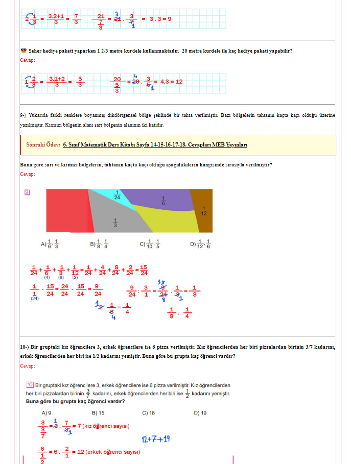 6. Sınıf Meb Yayınları Matematik Ders Kitabı Sayfa 112 Cevapları