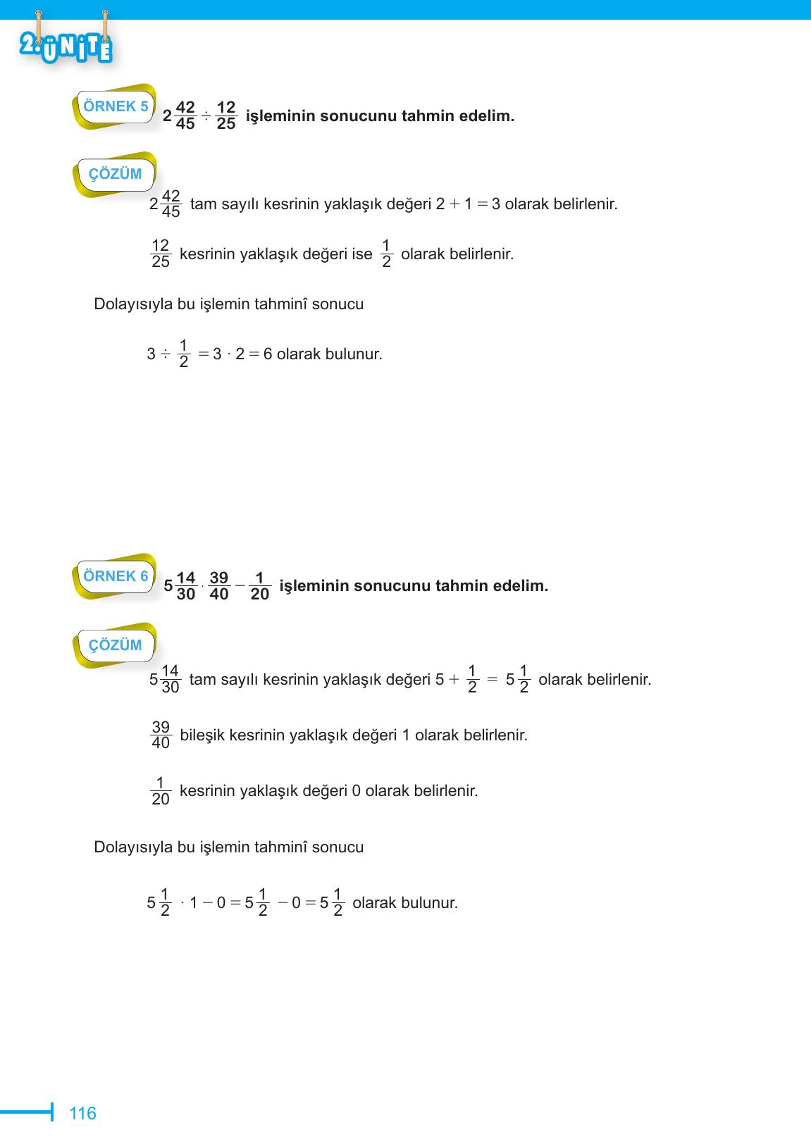 6. Sınıf Meb Yayınları Matematik Ders Kitabı Sayfa 116 Cevapları