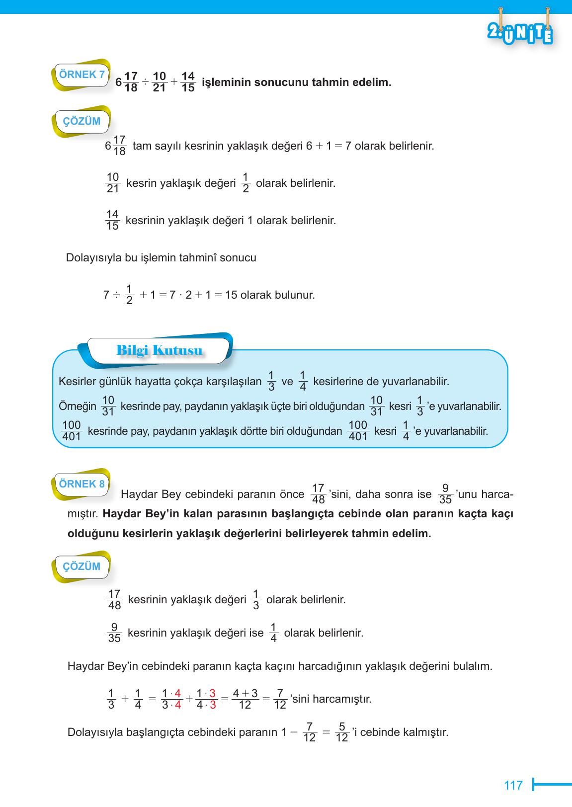 6. Sınıf Meb Yayınları Matematik Ders Kitabı Sayfa 117 Cevapları