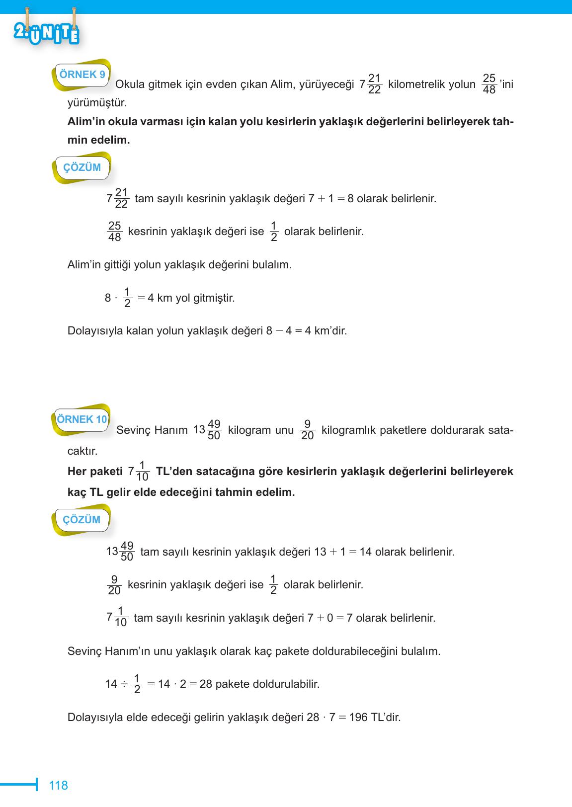 6. Sınıf Meb Yayınları Matematik Ders Kitabı Sayfa 118 Cevapları
