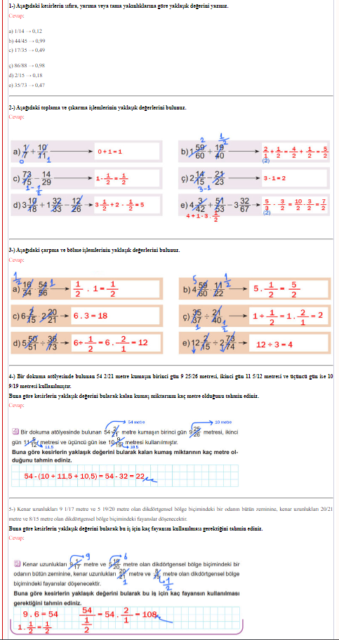 6. Sınıf Meb Yayınları Matematik Ders Kitabı Sayfa 119 Cevapları