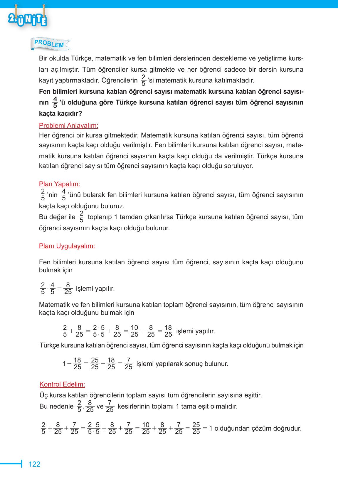 6. Sınıf Meb Yayınları Matematik Ders Kitabı Sayfa 122 Cevapları