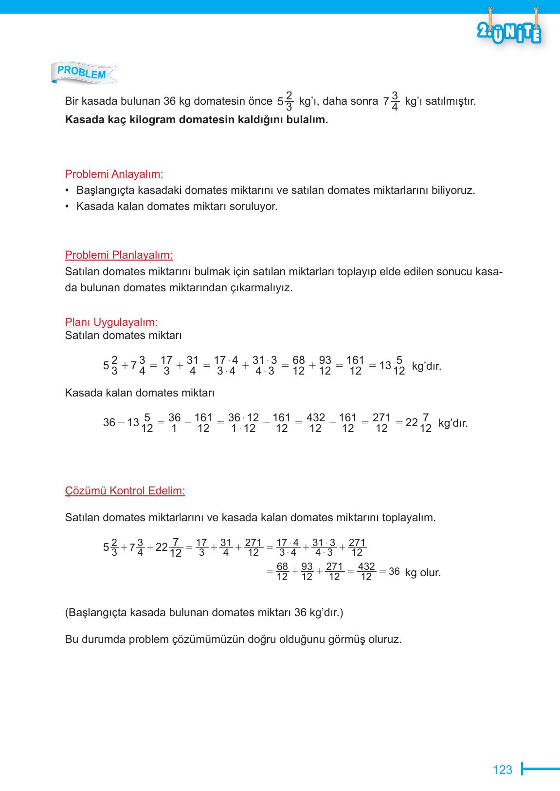6. Sınıf Meb Yayınları Matematik Ders Kitabı Sayfa 123 Cevapları