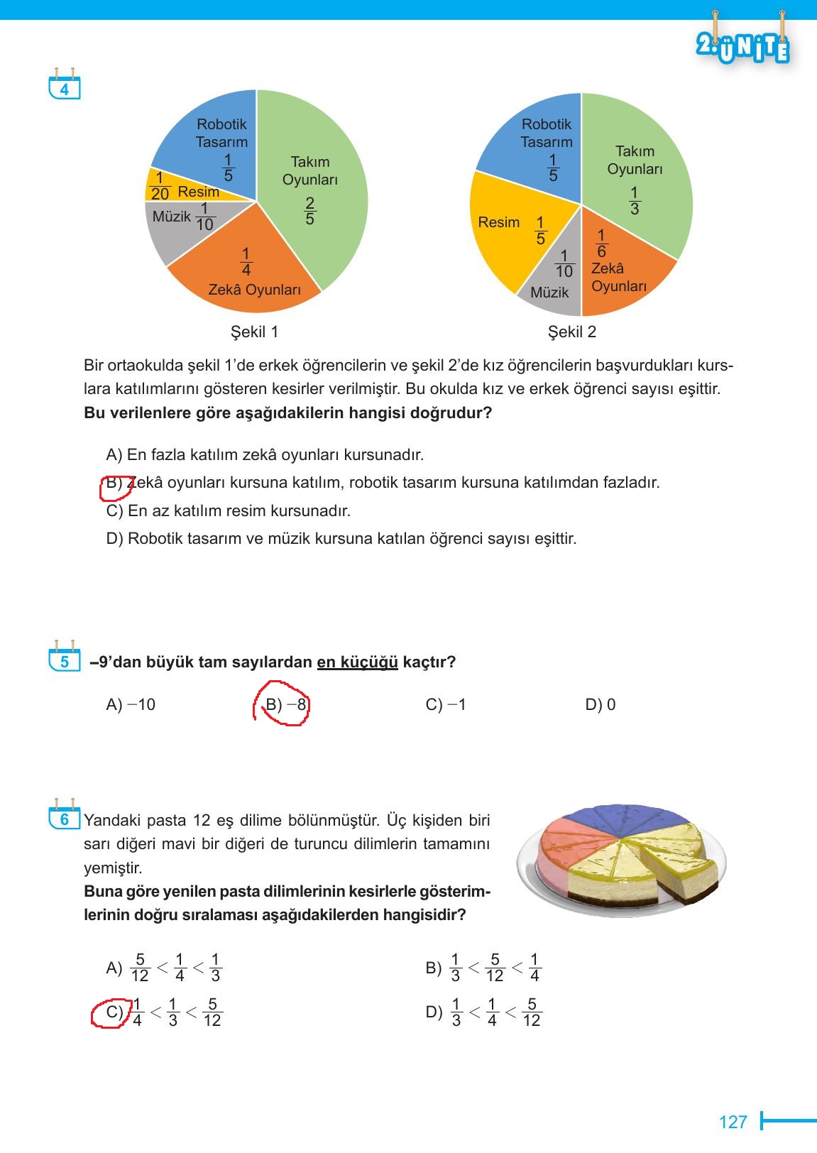 6. Sınıf Meb Yayınları Matematik Ders Kitabı Sayfa 127 Cevapları
