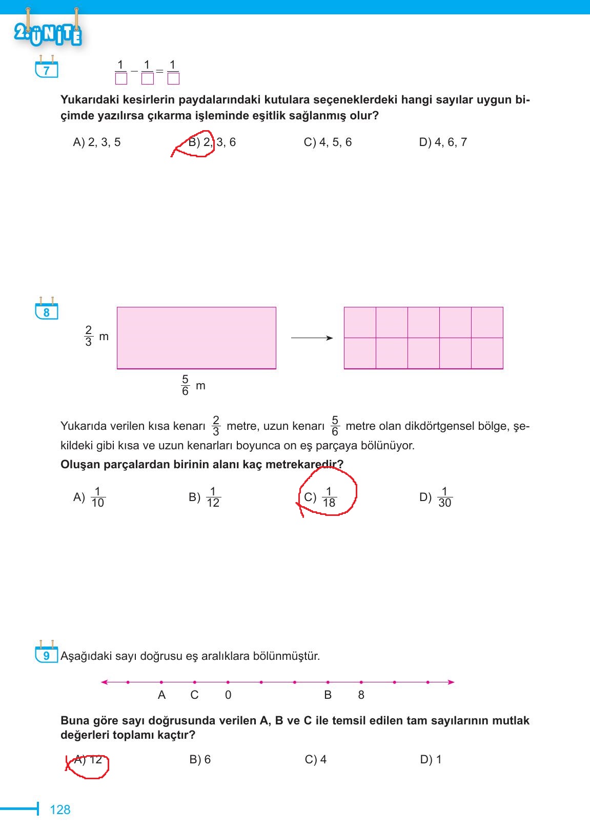 6. Sınıf Meb Yayınları Matematik Ders Kitabı Sayfa 128 Cevapları