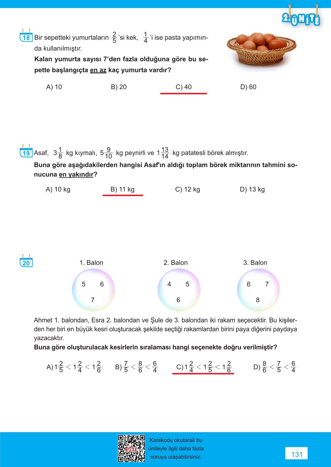 6. Sınıf Meb Yayınları Matematik Ders Kitabı Sayfa 131 Cevapları