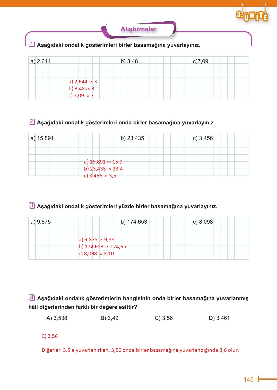 6. Sınıf Meb Yayınları Matematik Ders Kitabı Sayfa 145 Cevapları