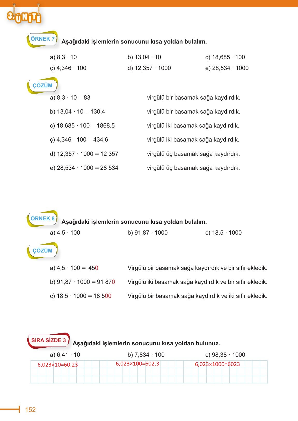 6. Sınıf Meb Yayınları Matematik Ders Kitabı Sayfa 152 Cevapları