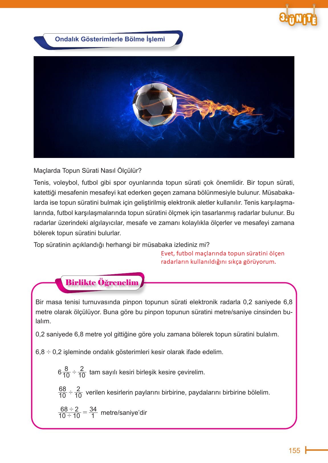 6. Sınıf Meb Yayınları Matematik Ders Kitabı Sayfa 155 Cevapları