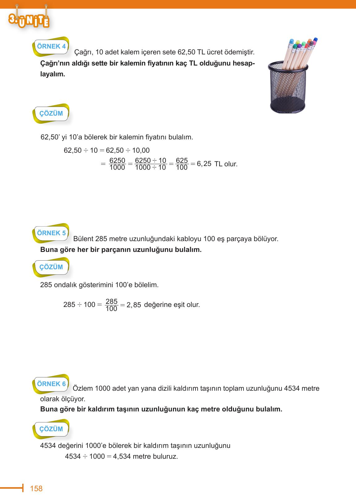 6. Sınıf Meb Yayınları Matematik Ders Kitabı Sayfa 158 Cevapları