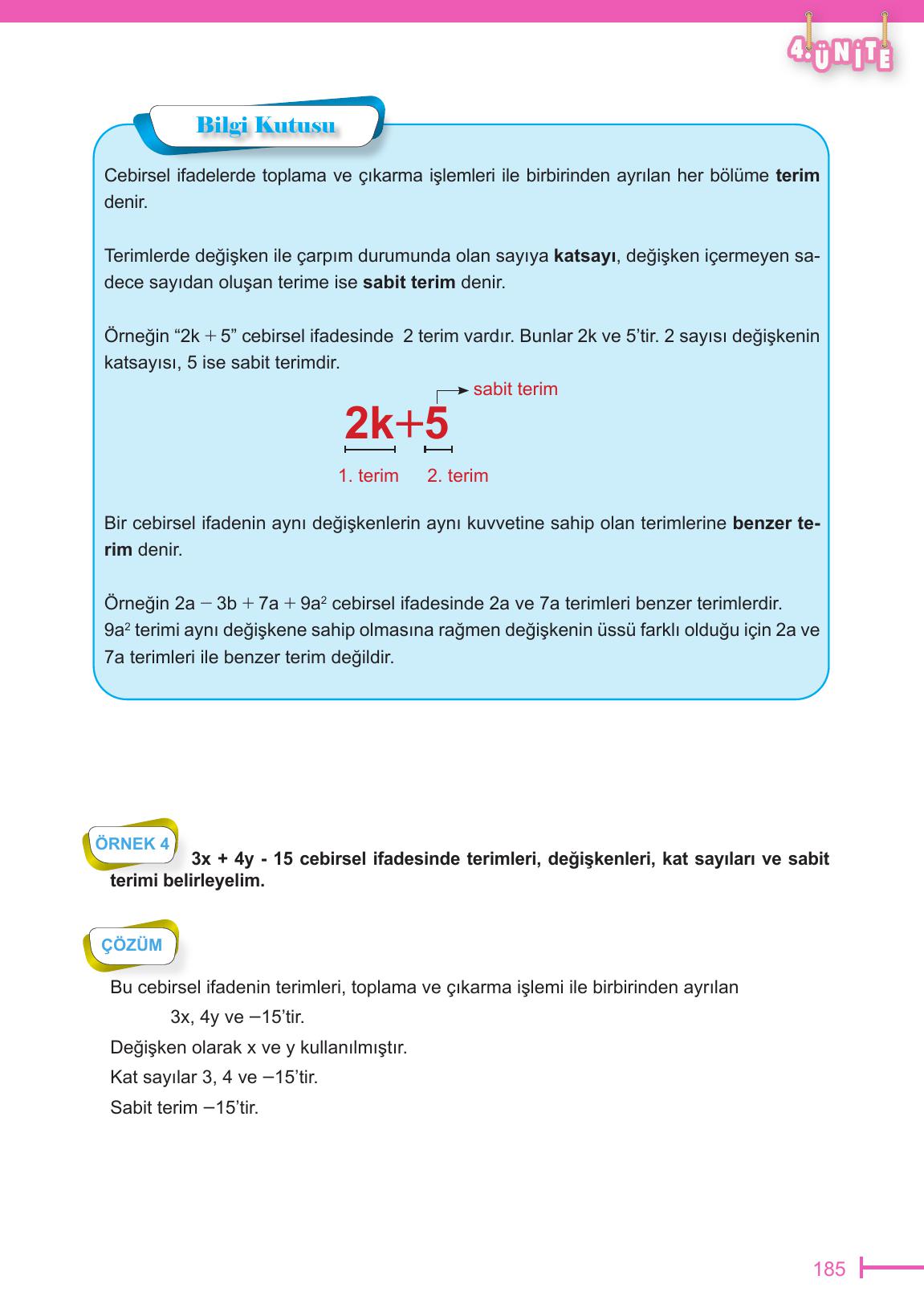 6. Sınıf Meb Yayınları Matematik Ders Kitabı Sayfa 185 Cevapları