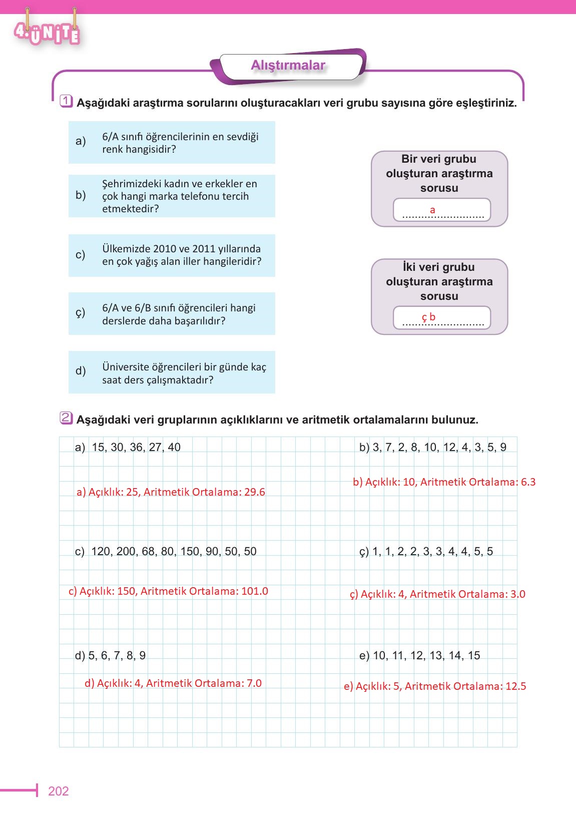6. Sınıf Meb Yayınları Matematik Ders Kitabı Sayfa 202 Cevapları