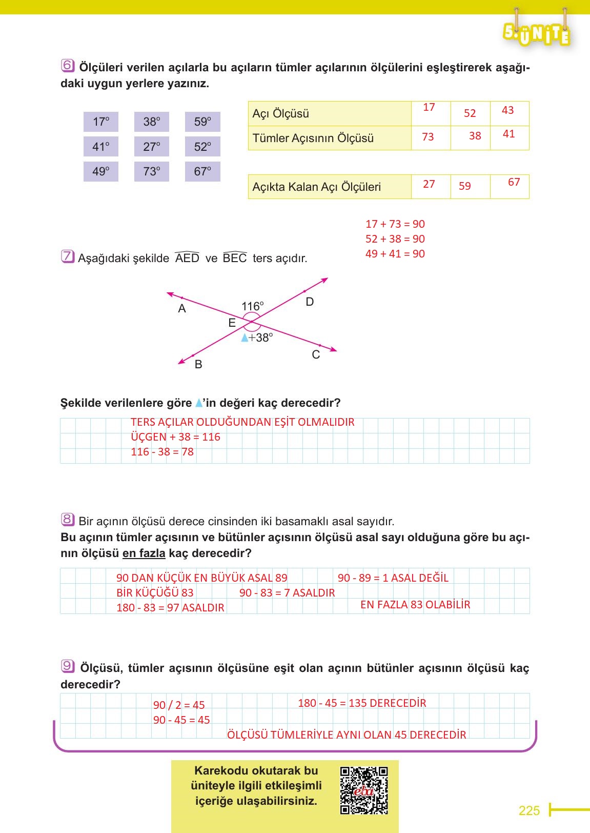 6. Sınıf Meb Yayınları Matematik Ders Kitabı Sayfa 225 Cevapları 6. Sınıf Meb Yayınları Matematik Ders Kitabı Sayfa 225 Cevapları