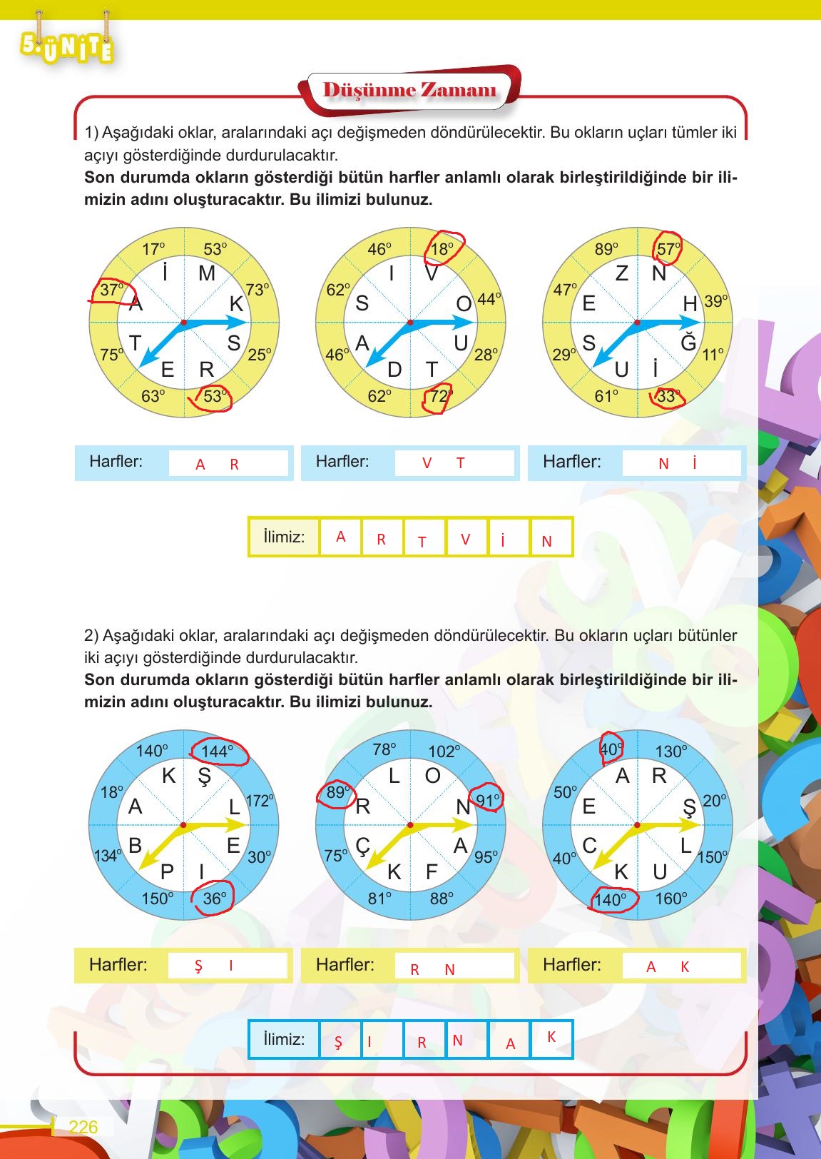 6. Sınıf Meb Yayınları Matematik Ders Kitabı Sayfa 226 Cevapları 6. Sınıf Meb Yayınları Matematik Ders Kitabı Sayfa 226 Cevapları