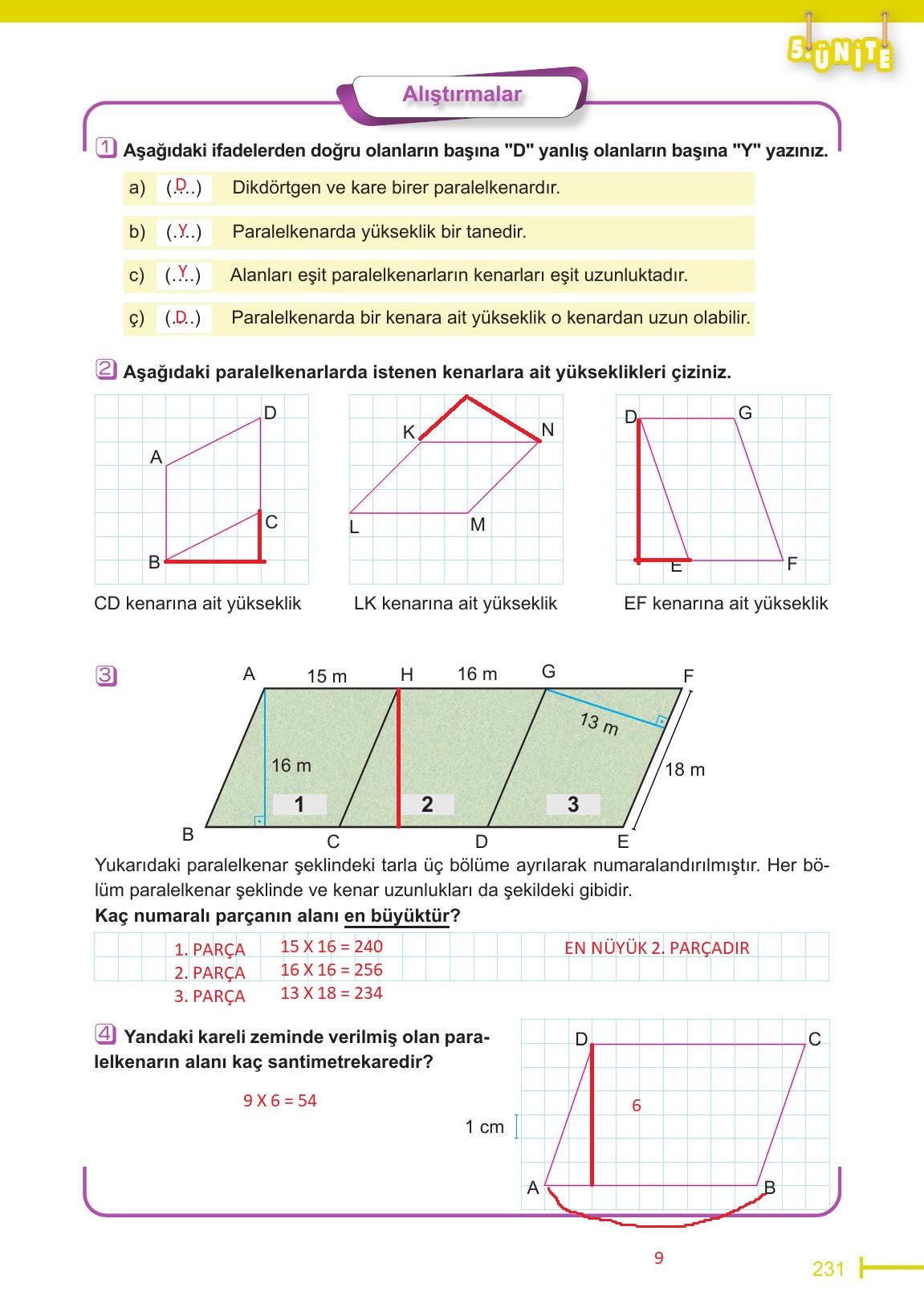 6. Sınıf Meb Yayınları Matematik Ders Kitabı Sayfa 231 Cevapları 6. Sınıf Meb Yayınları Matematik Ders Kitabı Sayfa 231 Cevapları
