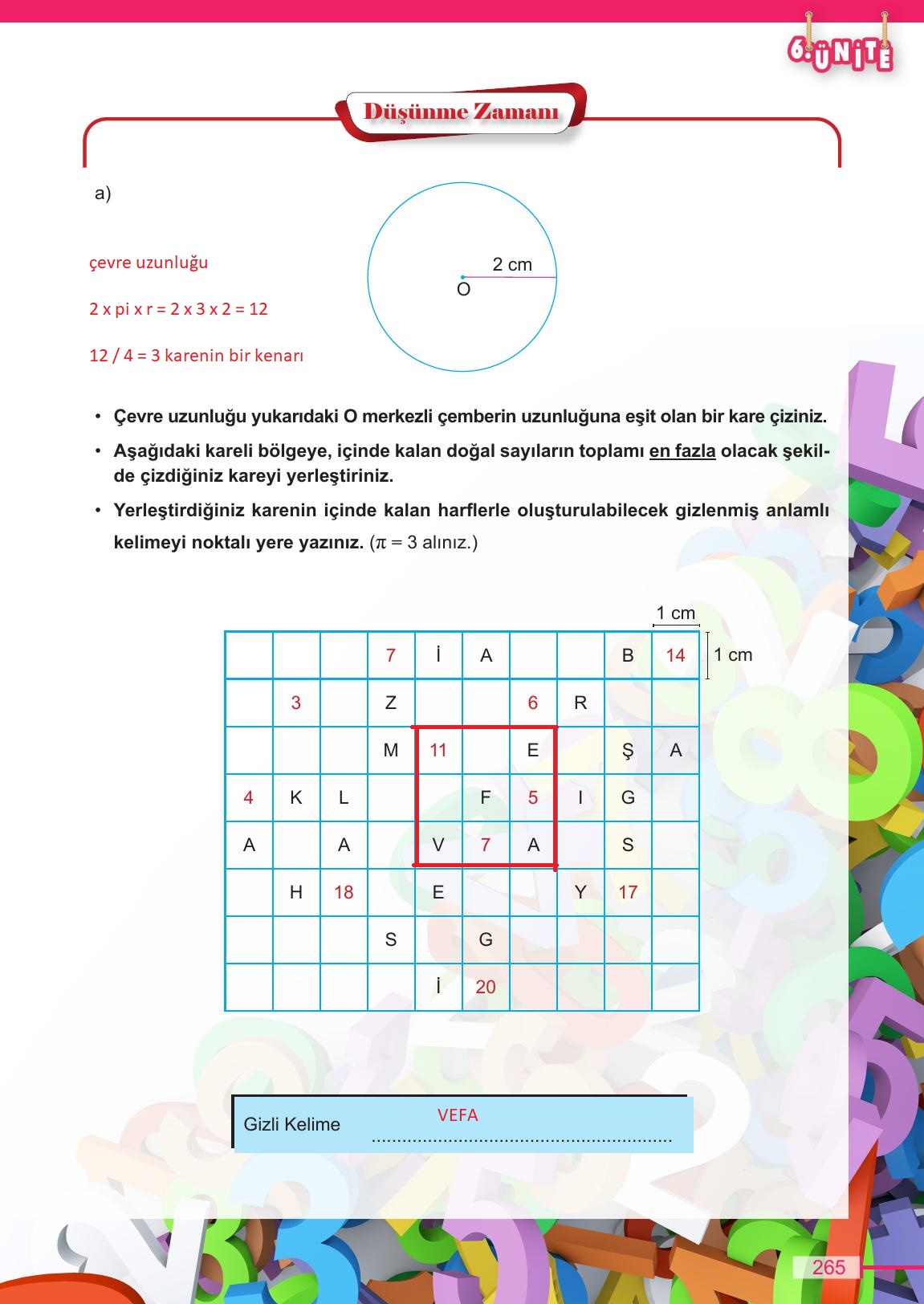 6. Sınıf Meb Yayınları Matematik Ders Kitabı Sayfa 265 Cevapları