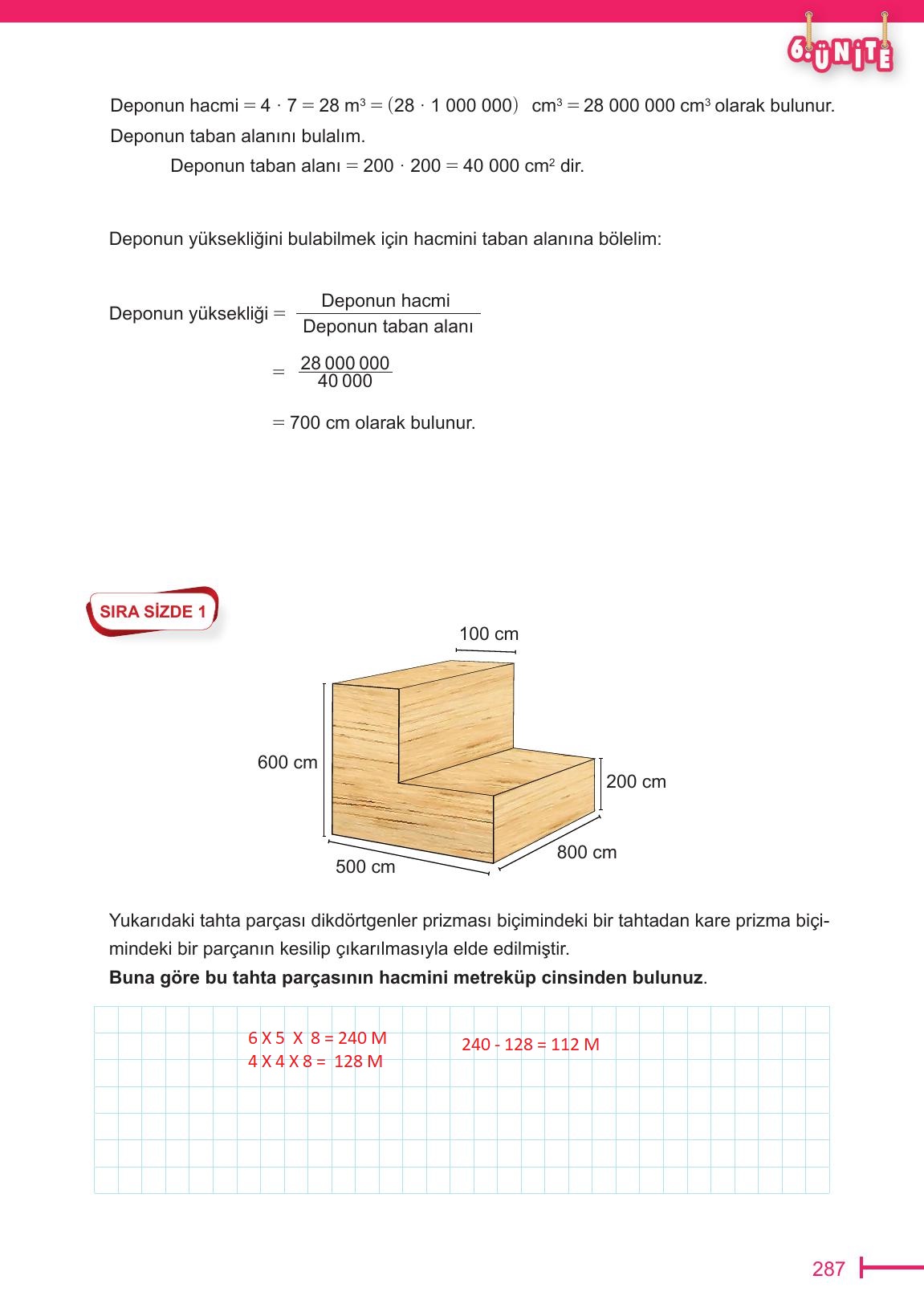 6. Sınıf Meb Yayınları Matematik Ders Kitabı Sayfa 287 Cevapları