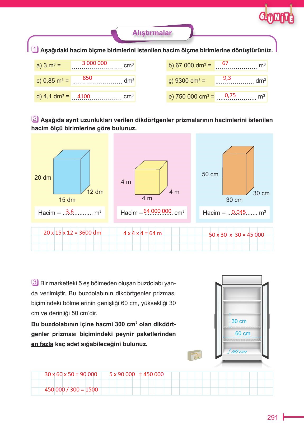 6. Sınıf Meb Yayınları Matematik Ders Kitabı Sayfa 291 Cevapları