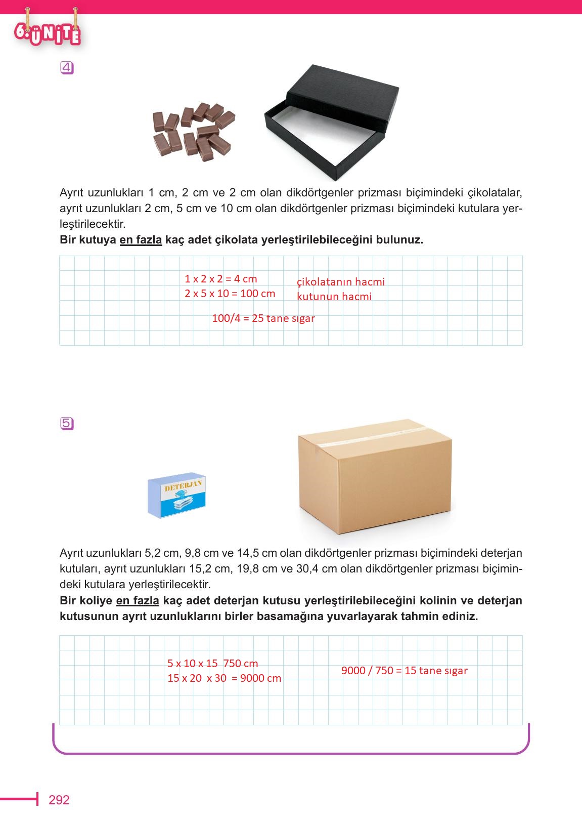 6. Sınıf Meb Yayınları Matematik Ders Kitabı Sayfa 292 Cevapları